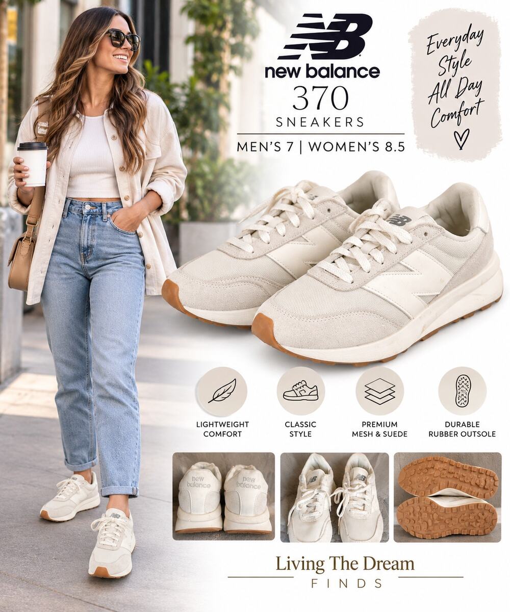New Balance 370 U370SG Cream White Gum Sneakers Men 7 Women 8.5